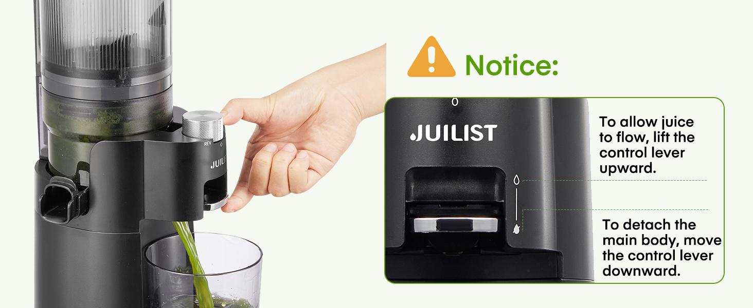 Juilist Cold Press Juicer,  104.9mm Chute Feed Opening, Slow Masticating Juicer – Quiet, For Whole Vegetables and Fruits,Easy to Clean, High Juice Yield, BPA Free (Black)