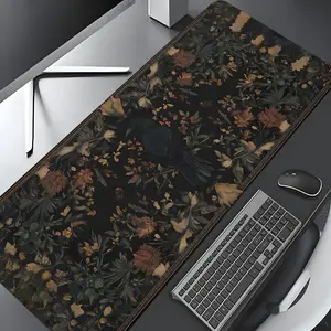 Vintage Floral  Pattern Desk Mat, Rectangle Gaming Desk Mat, Non-slip Rubber Base Desk Keyboard Mat for Home Office, Desktop Accessory
