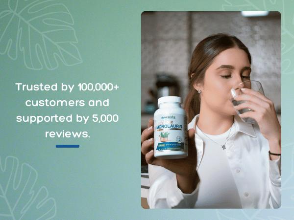 L-Lysine with Monolaurin 600mg – 1:1 Ratio, 100 Capsules – Immune & Digestive Support by Natural Cure Labs