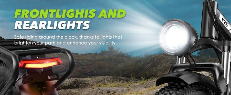 [26"X4" Tire] Electric Cycle Peak 1500W Off Road  Full Suspension 48V 15.6Ah Removable Battery 30-50 Miles Range Dual Seat Fat Tire E Bike with LED Headlight UL 2849 Certified