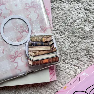 Vintage Book Stack MagSafe Phone Grip – Magnetic Pop Socket & Kickstand – Book Lover Gift