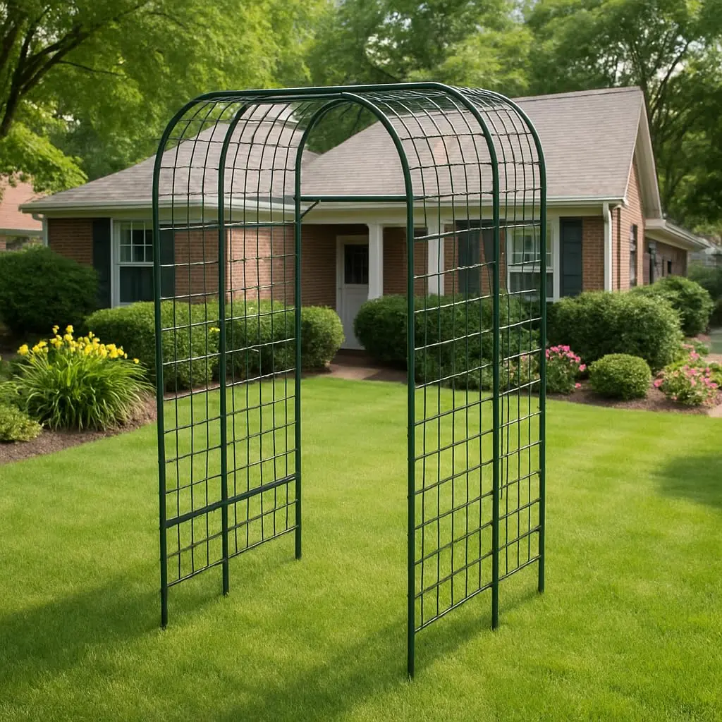 Garvee 7.3FT Extra Tall Metal Garden Arch Trellis - Durable Polyethylene-Coated Plant Support - Ideal for Climbing Vegetables, Cucumbers & Flowers - Perfect for Raised Beds, Wedding & Party Decoration