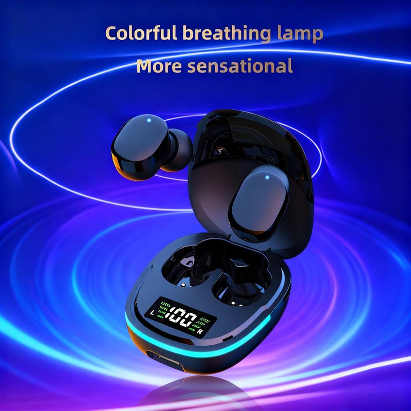Wireless Earbuds with Digital Battery Display - See Left/Right/Case %， Auto Connect， IPX4 Waterproof & LED Lights