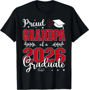 100% Cotton Proud Grandpa of a class of 2026 graduate for graduation T-Shirt