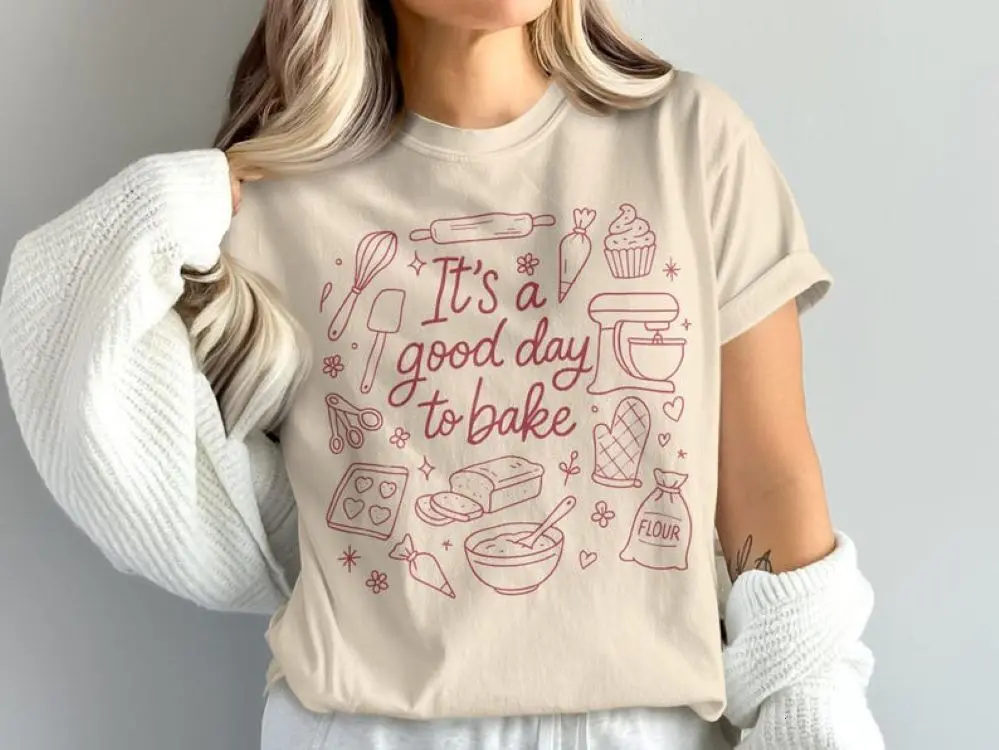 It's A Good Day To Bake T-Shirt, Baker Gift, Baking Lover, Baking Design, Foodie Tee, Culinary Shirt, Baking Doodle Shirt, Kitchen T-Shirt