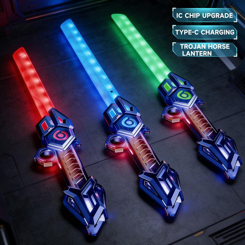 Retractable Light Up Sword With Sound Effects, Sci-fi Role Play Toy, Multiple Color Changing LED Lightsaber Swords, Extendable Spinning Light Saber, Props Weapon Perfect for Holiday and Birthday Gifts