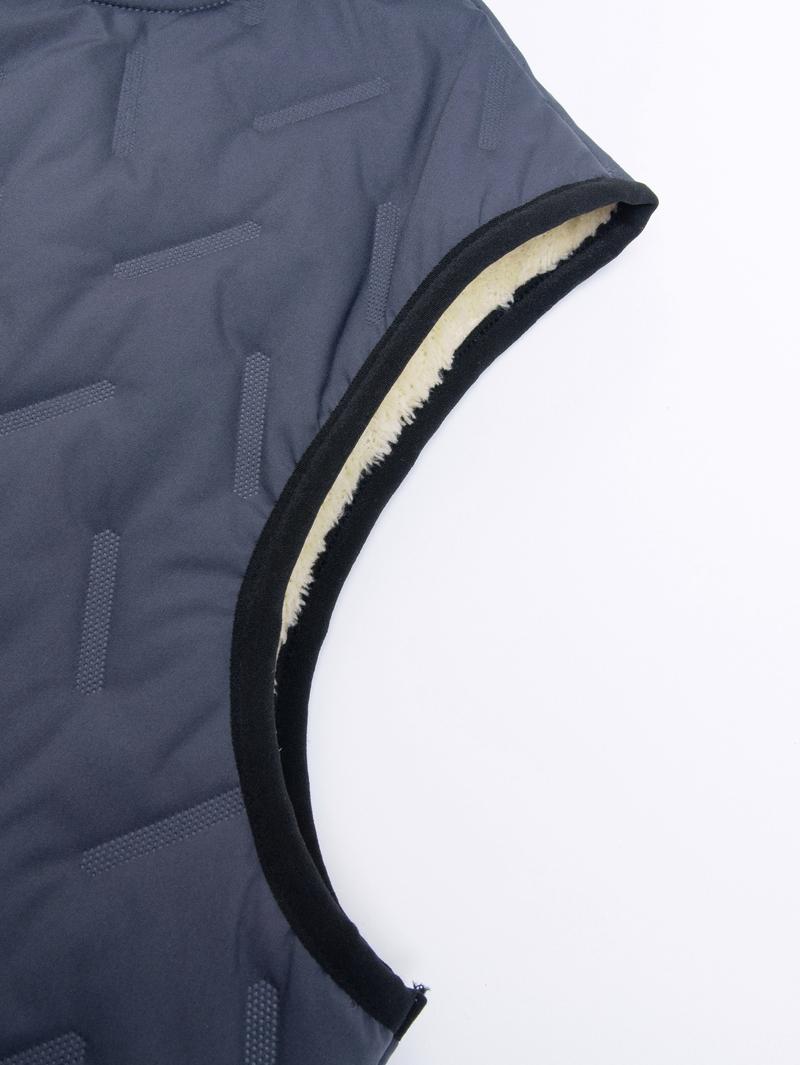 Men's Winter Warm Vest Lined with Wool Regular Fit Polyester Fiber Zipper Design Easy Machine Washable Casual Style Medium Size Menswear Tops Plain Gilet Wetsuit Tractor Beige Black