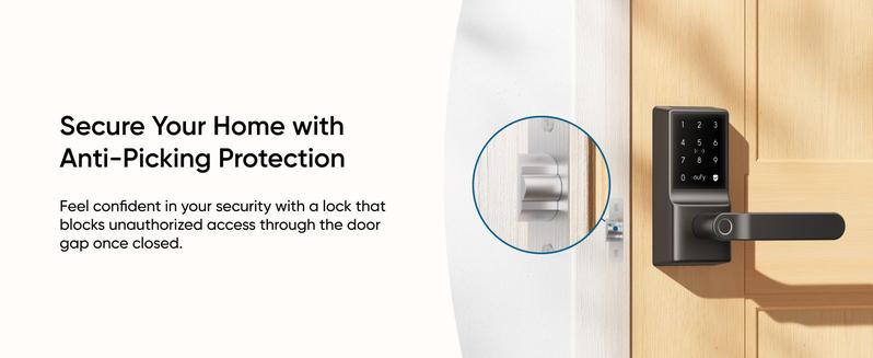 eufy Smart Lock C33, Keyless Fingerprint Door Lock with Handle, Integrated Wi-Fi, Remote Control via App, Biometric Entry Knob, Auto-Locking, IP53 Waterproof (2025 New Version)