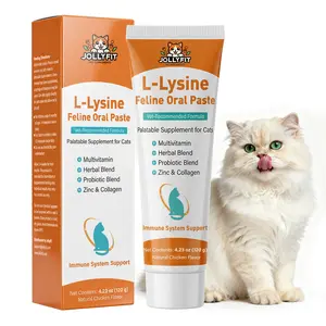JollyFit L-Lysine for Cats, Immune Support Supplement Paste with Multivitamins & Probiotics - Relieve Cat Cold, Sneezing & Runny Eyes - Chicken Flavor, 4.23oz