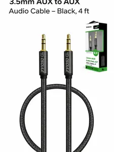 3.5mm AUX to AUX Audio Cable – Black, 4 ft