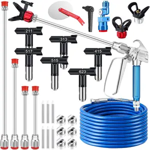 22Pcs Airless Paint Sprayer Gun Kit, 3600PSI Airless Spray Gun with 50Ft High Pressure Hose & 6Pcs Reversible Spray Tips & 4Pcs Extension Rod & 6Pcs Filters & Guide Tool & Nozzle Seat