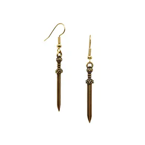 Roman Sword Earrings - Antiqued Gold with Elegant Design and High-Quality Finish