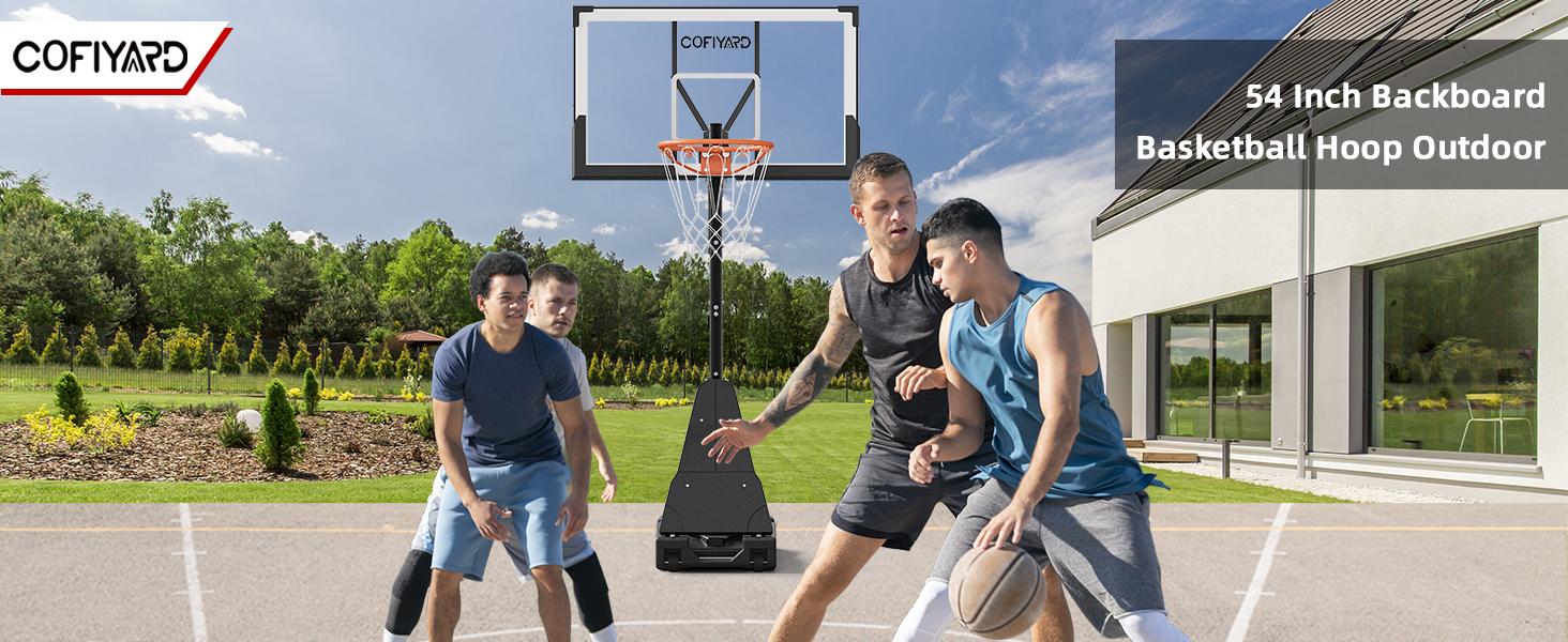 COFIYARD Outdoor Basketball Hoop 44/54-inch Shatterproof Backboard 5.25-10 Feet Height Adjustable Portable System with Wheels Durable for Teens & Adults SpringStatements COFIYARD Outdoor Basketball Hoop 44/54-inch Shatterproof Backboard 5.25-10 Feet Height Adjustable Portable System with Wheels Durable for Teens & Adults SpringStatements