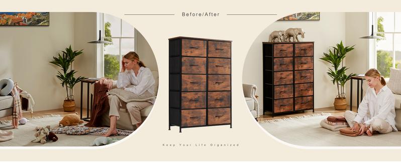 SweetFurniture Dresser,Tall Drawer Organizer Storage Drawers Fabric Storage Tower with 10 Drawers, with Fabric Bin, Wood Top for Bedroom, Closet SweetFurniture Dresser,Tall Drawer Organizer Storage Drawers Fabric Storage Tower with 10 Drawers, with Fabric Bin, Wood Top for Bedroom, Closet