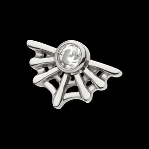 Titanium Threadless Bezel Set CZ Spiderweb Flatback Stud Earring