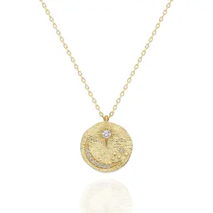 Moon and Star Coin Necklace | Sterling Silver