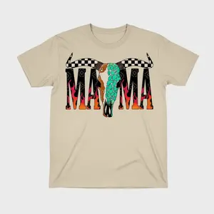 Mama Turquoise Stone Bull Skull T-shirt, Vintage Yallternative Western Crewneck, Cowgirl Mom Outfits, Country Mom Shirt, Southern Apparel