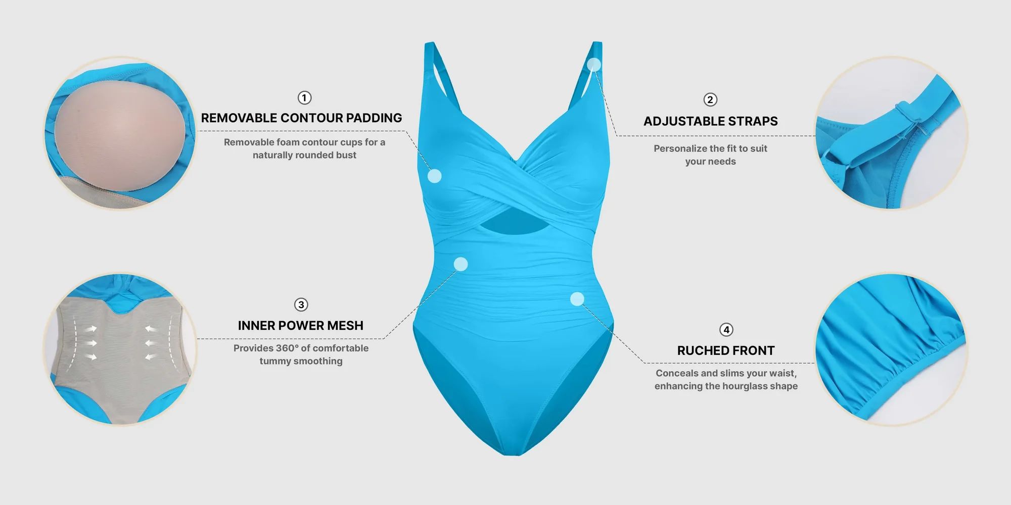 Shapellx Womens' Smart Sculpt Ribbed Cutout-Front Shaping Slim with Comfort Swimsuit