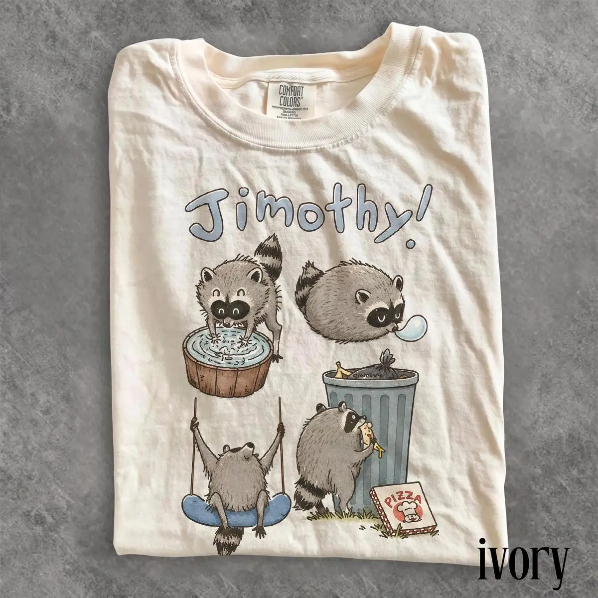 Comfort Colors Cute Jimothy Raccoon Shirt, Funny Trash Panda TShirt, Cottagecore Aesthetic, Animal Lover Gift, Quirky Graphic Tee, Unisex Short Sleeve Tee, Classic Streetwear