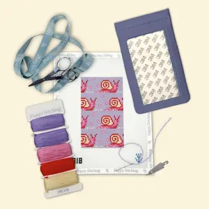Happy Stitching - Snailed It Needlepoint Eyeglass Case Kit - Self Finishing Needlepoint Craft Kit
