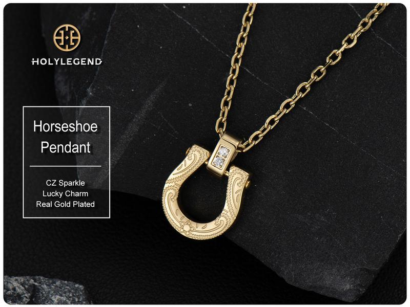Holylegend 14K Real Gold Plated Horseshoe Letter Pendant Necklace for Women, Western Cowgirl Lucky Charm Jewelry with Clear CZ Diamonds, Symbol of Good Luck & Protection, Trendy Gold Plated Jewelry Gift