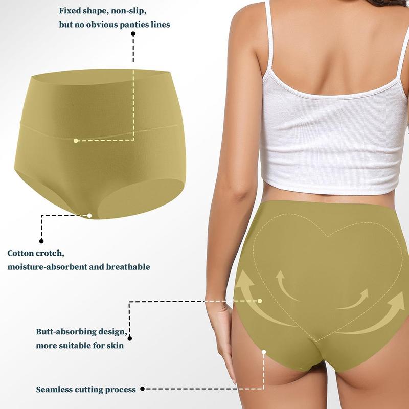 LEVAO High Waisted Seamless Underwear for Women Fashion No Show Full Coverage Briefs Breathable Panties 6 Pack S-XXL Gifts