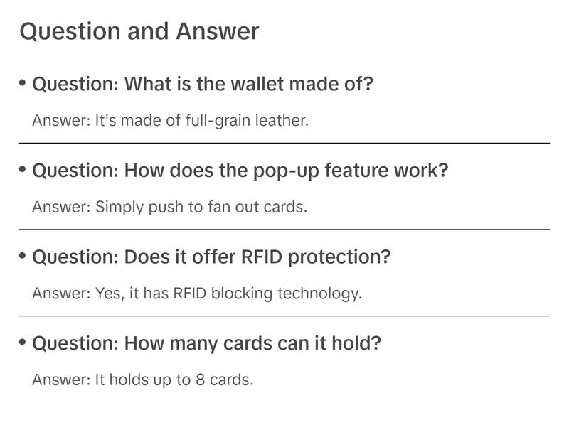 UC Leather Company Automatic Pop-Up Bifold Wallet Leather Compact RFID Blocking for Formal Occasions with ID Window & 8 Card Slots
