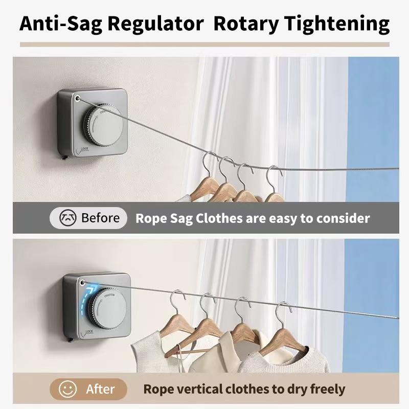 15.1 Ft 40LB Heavy-Duty Retractable Clothes Line - Wall Mounted Indoor and Outdoor Clotheslines - Durable, Space-Saving, and Easy to Install Laundry Line Solution Accessories