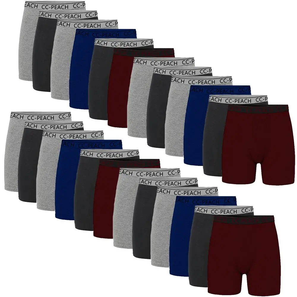 【Limited Time Deal】【Fast Shipping】Men's 6-Pack Basic Plain Polyester Spandex Cooling Boxer Briefs - Breathable, Moisture-Wicking, No Ride-Up Underwear Set, Breathable Boxer Shorts