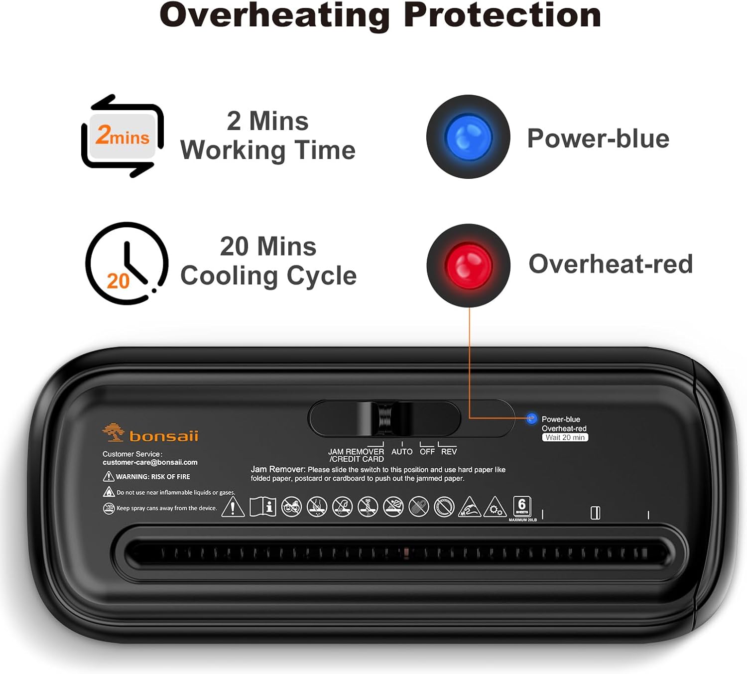 Bonsaii 6-Sheet Strip-Cut Paper Shredder, Portable with Extendable Arms, No Basket or Set ,Overheat Protection, Ideal for Home/Office Use