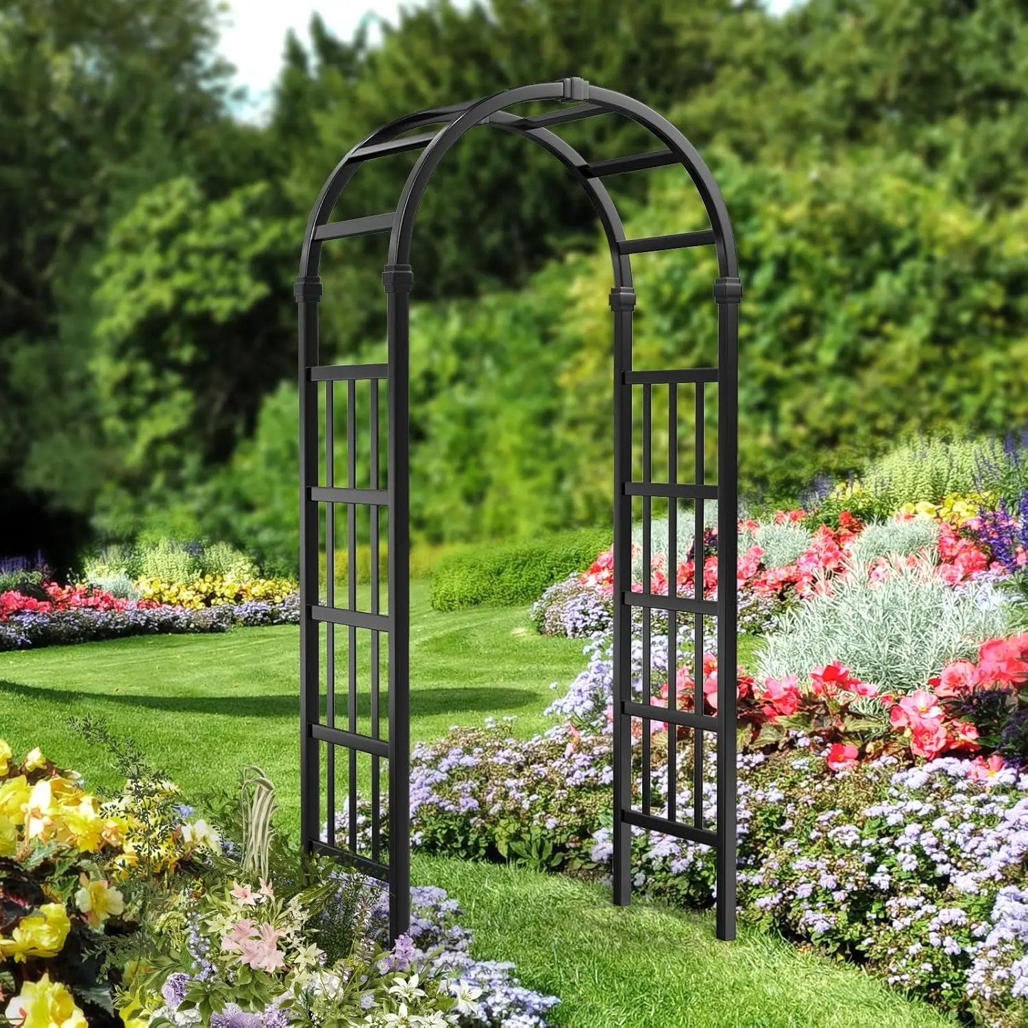 VINGLI Vinyl Garden Arbor, PVC Wedding Arch for Ceremony Party, Garden Trellis for Climbing Plants Outdoor, Arch Backdrop Stand for Garden, Backyard, Lawn
