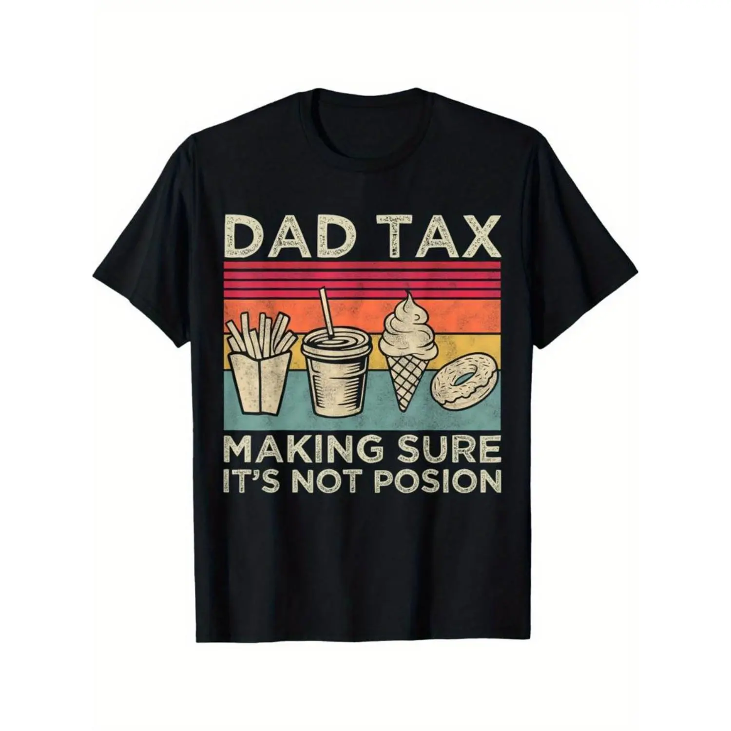 Men's Short-Sleeve Cotton Fabric T-Shirt - Dad Tax Definition Humor Print, All Seasons Comfortable Streetwear Sports Top, Machine Washable