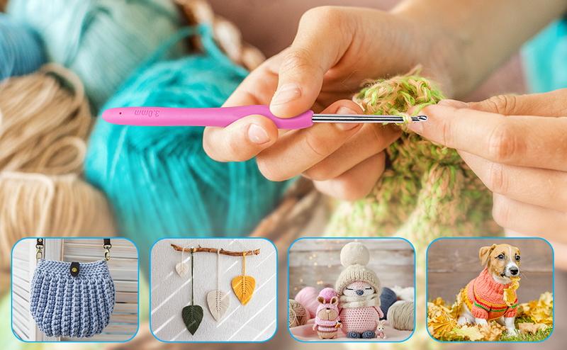 Crochet Hooks 12 Sizes Set with 51 Pack Yarn Crochet Kit for Beginners - Includes 25 Colorful Crochet Stitch Markers, 9 Darning Needles, 1 Scissors