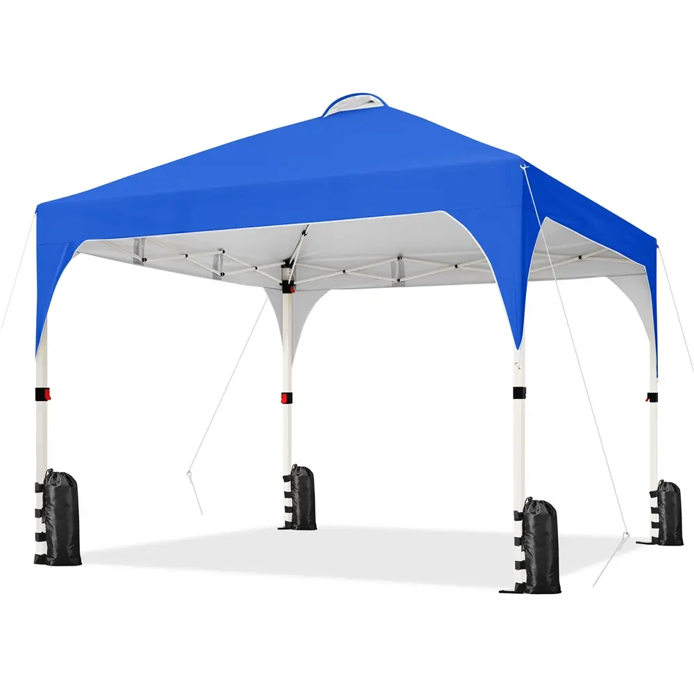 Costoffs 10x10 FT Sturdy Steel Instant Pop Up Canopy Shelter, Portable Heavy-Duty Adjustable Beach Tent with Roller Bag - UPF 50+ Water-Resistant, Sun Protection Cooling for Camping, Parties
