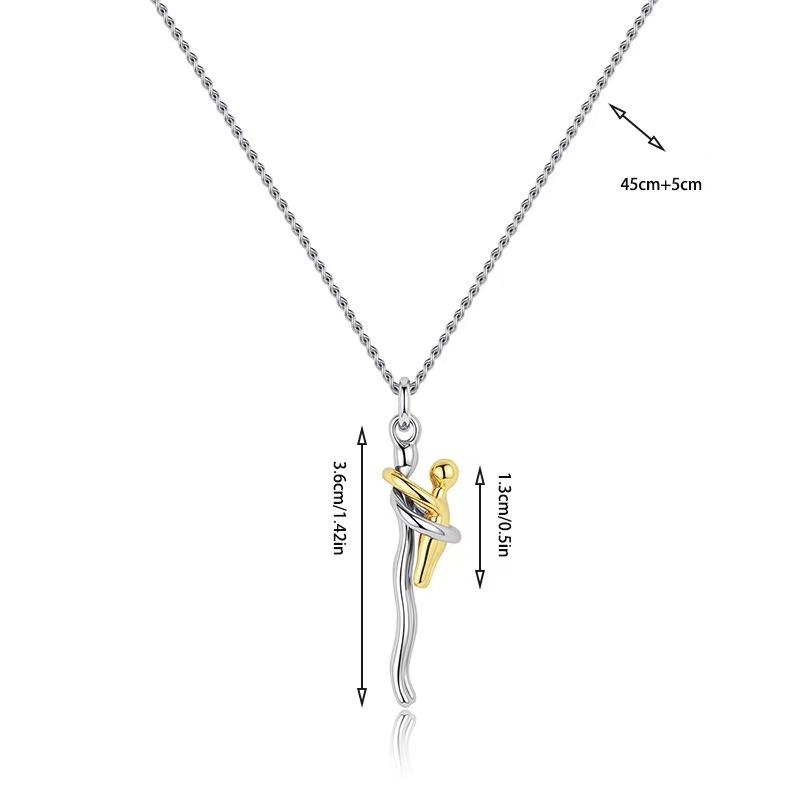 Eternal Hug Embrace Pendant Necklace for Mom, Silver & Gold Two-Tone Mom & Child Charm. A Heartfelt Family Gift Jewelry for Birthdays, Parties & Special Celebrations.