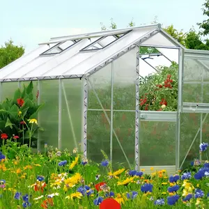 Garvee 20 Set Greenhouse Aluminum Frame Kit, 6.56Ft/2m 1Mm Thick Aluminum Extrusion Profiles with Fixing Accessories for DIY Backyard Small Greenhouse Construction