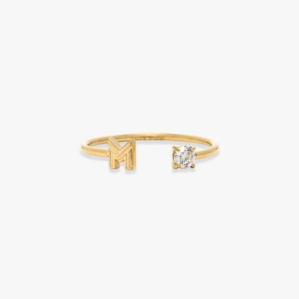 Initial Stone Open Ring Initial Stone Open Ring