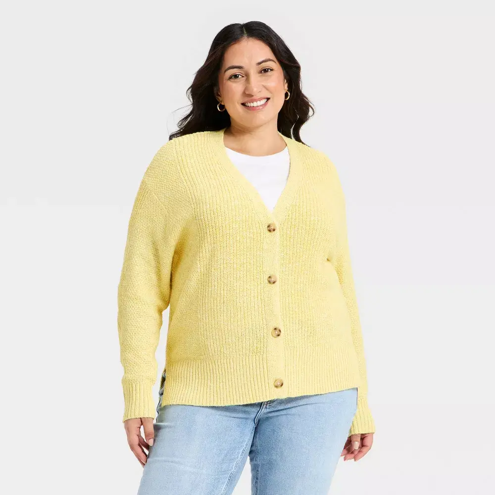 Women's Textured Stitch Button-Front Cardigan Sweater - Ava & Viv