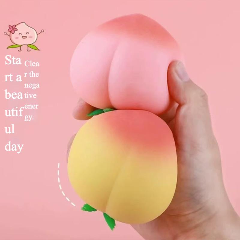Realistic Peach Squishy Toy - Super Soft Slow Rising Scented Fruit Stress Reliever, Kawaii Peach Squeeze Toy for Anxiety Relief, Aesthetic Desk Fidget Toy for Kids & Adults, Viral ASMR Gift