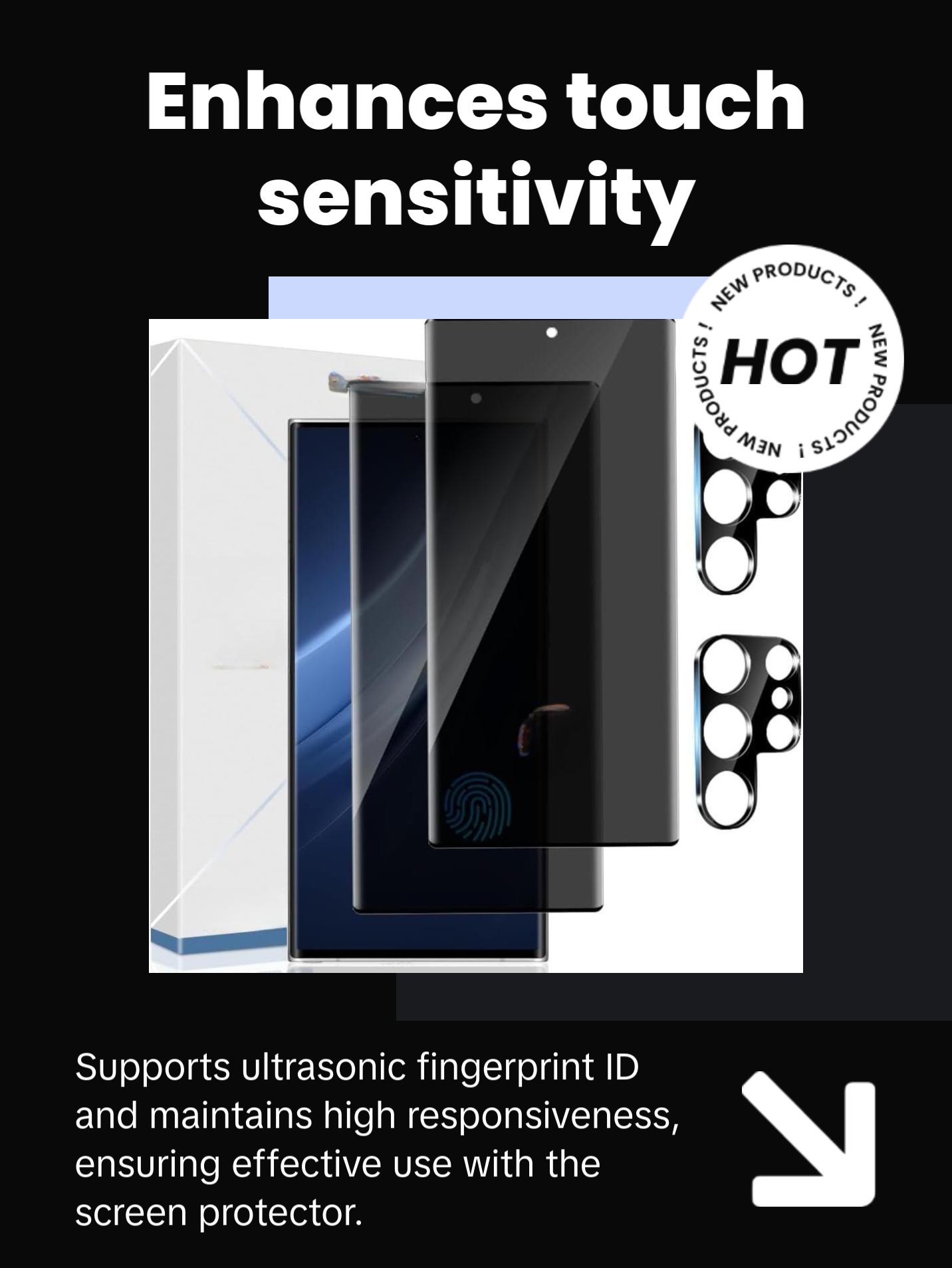 2+2 Pack Galaxy S23 Ultra Privacy Screen Protector and Camera Lens Protector,9H hardness Tempered Glass, 3D Full Coverage, Fingerprint Unlock, Easy to install For Galaxy S23 Ultra 6.8 Inch Protection Protective