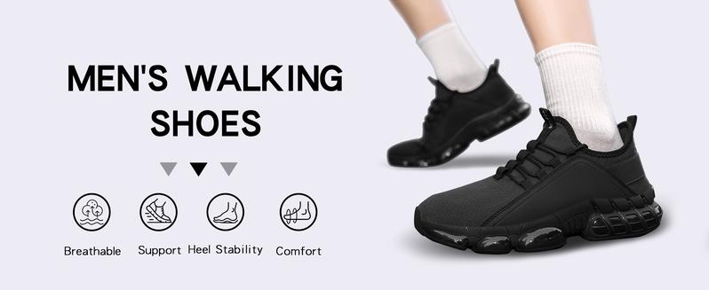 Summer men's new fly-ribbed breathable sports shoes, comfortable air-cushioned men's shoes, anti-slip rubber sole fitness and exercise shoes, suitable for all seasons' casual wear