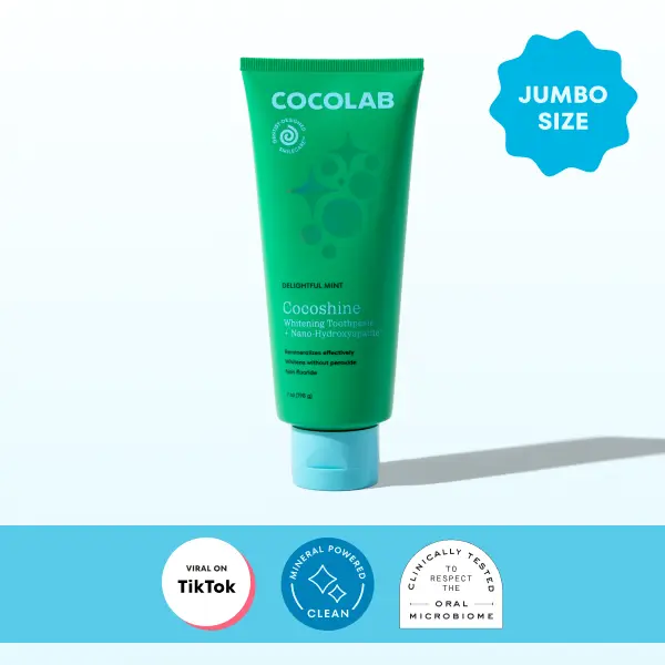 COCOLAB Jumbo Cocoshine Whitening Toothpaste with 15.5% NanoXIM Nano-Hydroxyapatite, Organic Aloe & Coconut Oil, 7oz, Dentist-Designed Oral Care for a Cleaner, Brighter Smile