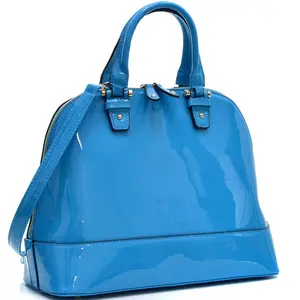 Women Patent Dome Zip Around Flat Bottom  Hobo Fashion HandBag
