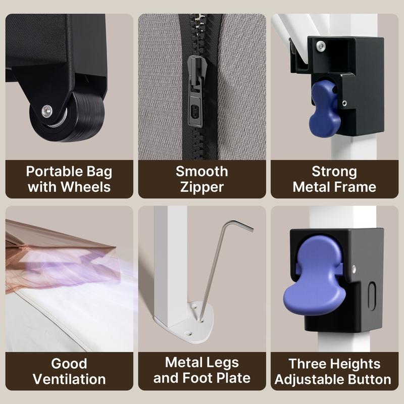 Gizoon 11x11 Pop Up Gazebo Tent with Mosquito Netting, Instant Gazebo, Party Tent with Roller Bag, Pop Up Canopy Tent for Parties Patio Lawn Backyard Garden Deck, Grey, UV Protection, Adjustable Heights, Large Space