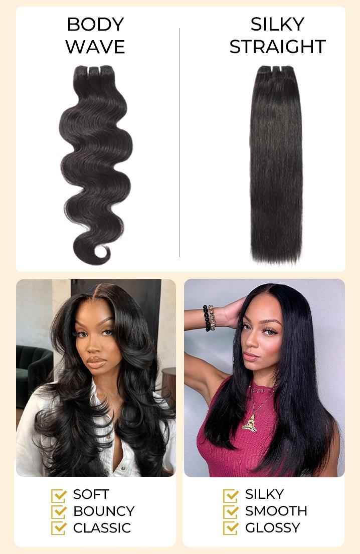 [Wequeen] 10-Min Ready Hairstyle Body Wave Human Hair Bundles with Free Flexi Rods, No Heat Curls Kit Versatile Styles Human Hair Set Valentine Gifts
