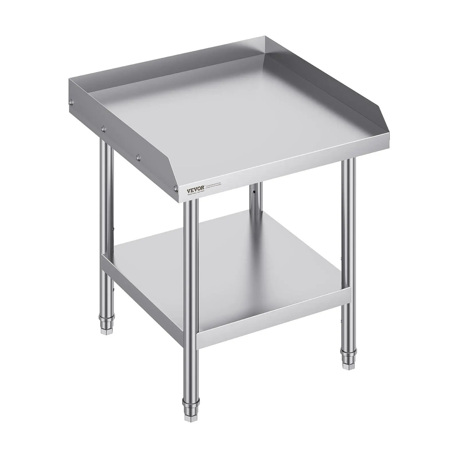 【FathersDayGift】VEVOR Stainless Steel Work Table, 24 x 24 x 26 Inch Commercial Food Prep Worktable, 3-Sided Backsplash Heavy Duty Prep Worktable, Metal Work Table with Adjustable Height for Restaurant Home Hotel