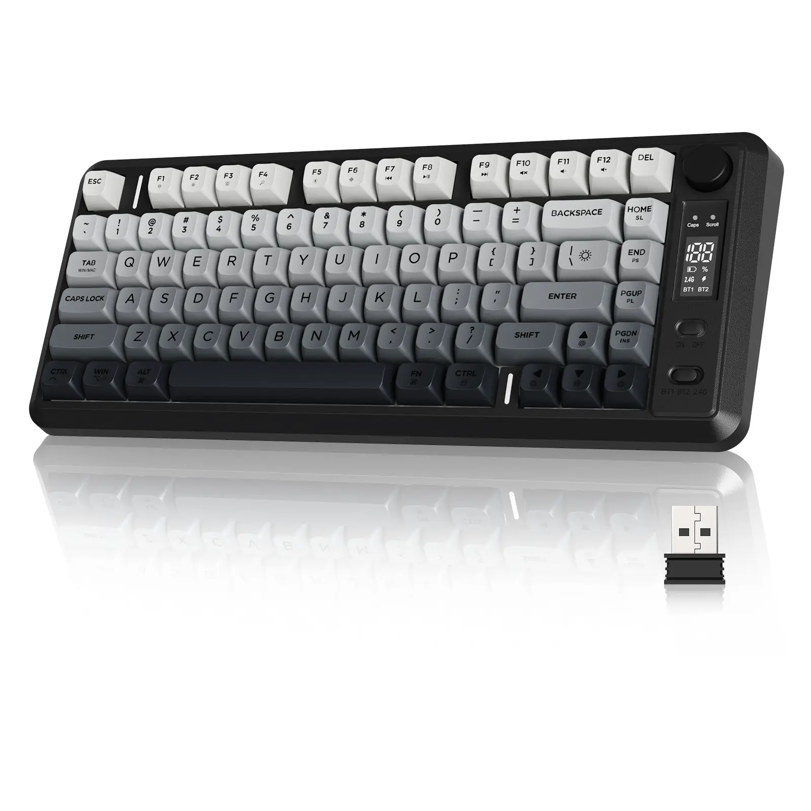 ZIYOU LANG M75 Wireless Gaming Keyboard, RGB Backlit Rechargeable 2000mAh Battery, Small Membrane But Mechanical Feel Keyboard with Smart Display & Knob, PBT Gradient keycaps for PC, MAC qwerty  Keyboard, Keyboard For Gaming, Bluetooth Keyboards tiktoksho