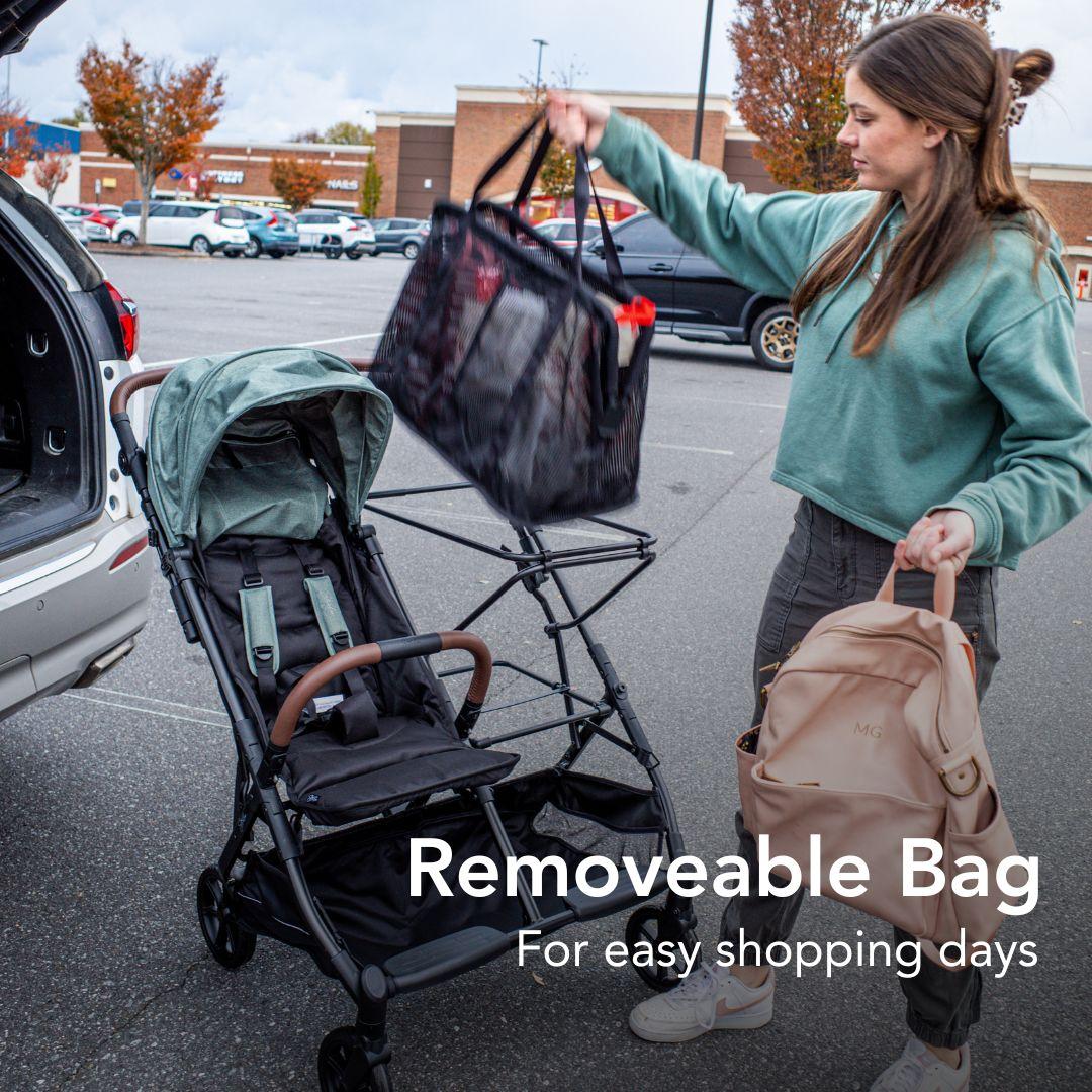 Strolee Baby+ v2 Lightweight Baby Stroller & Shopping Cart - 22 lbs 3 Point No Re-Thread Harness, Adjustable Handle, Parent Cup Holder, Compact Fold, Car Seat Compatible, 2 Year Warranty