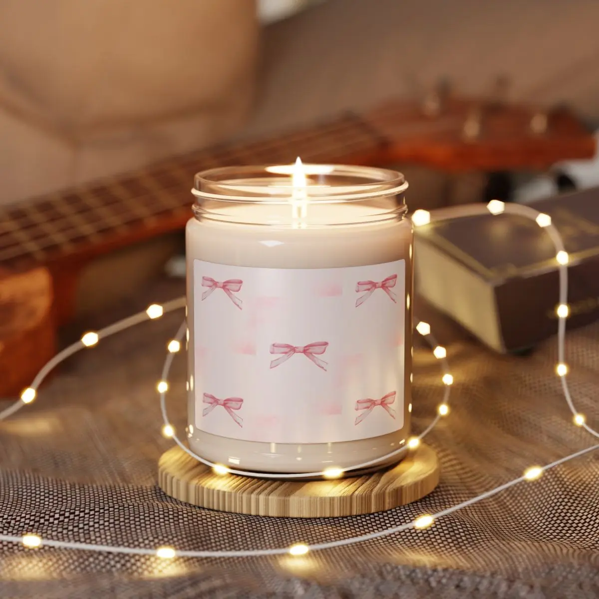 Pink Bow Candle, Soy Candle, Home Fragrance, Decorative Candle, Gift for Her, Birthday Gift, Handmade Candle, Aromatherapy Candle