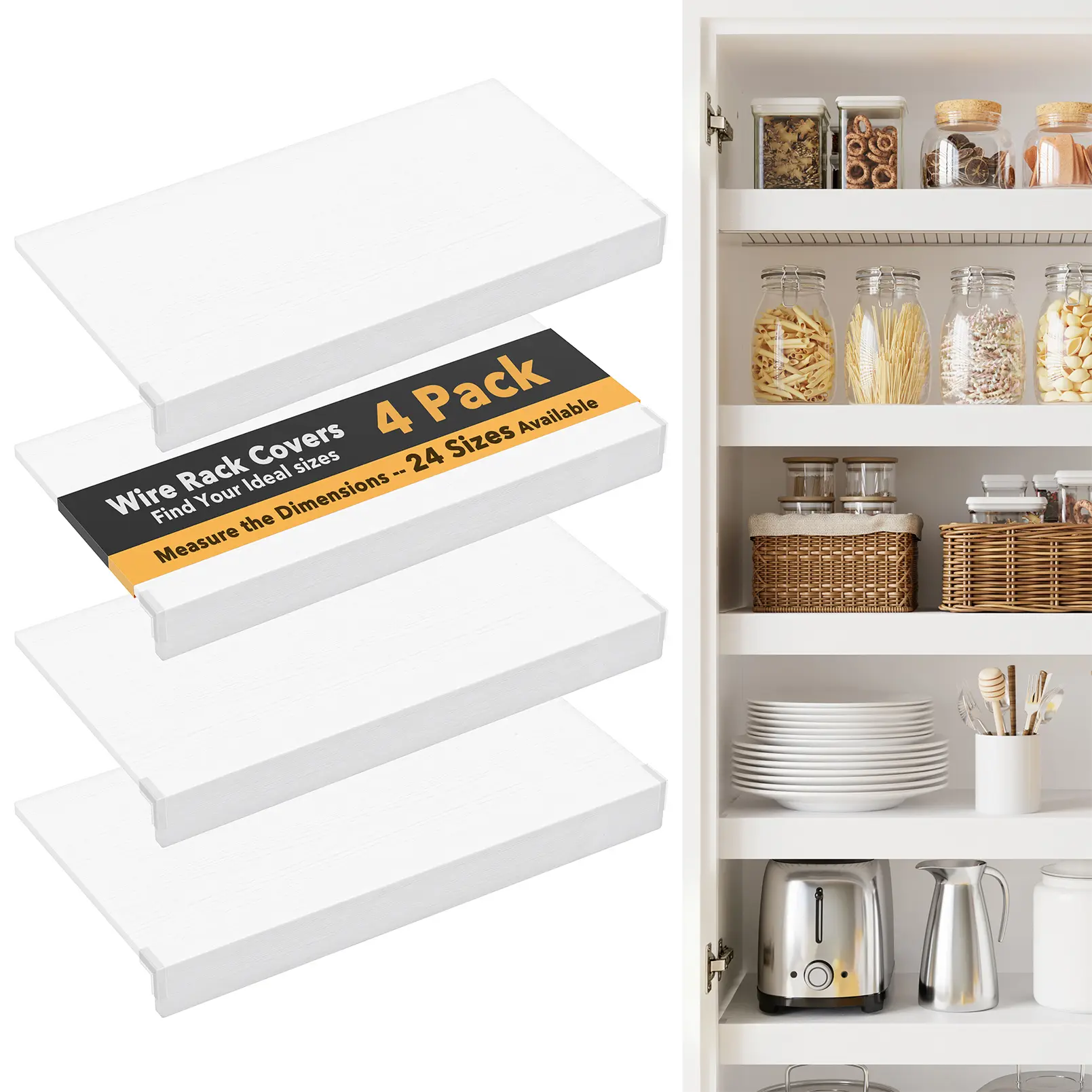 SpaceAid Wire Shelf Covers for Pantry, Shelf Liners for Wire Racks, Removable Storage Rack PVC Covers for Kitchen Organization